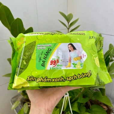 Combo 5 gói Khăn Lau Đa Năng Hương Chanh 30 miếng - Sạch dầu mỡ, kính, gỗ, không cần nước - Giá chỉ 22.000₫ 2 Combo 5 gói Khăn Lau Đa Năng Hương Chanh 30 miếng - Sạch dầu mỡ, kính, gỗ, không cần nước - Giá chỉ 22.000₫ 2