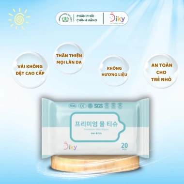Combo 5 Gói Khăn Ướt DIKY 20 Tờ Nhỏ Gọn Tiện Lợi - Luôn Sạch, Giá 70.000₫ 2