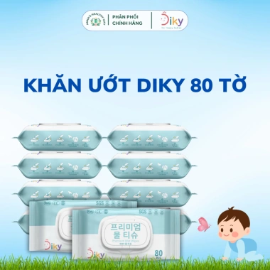 Combo 5 Gói Khăn Ướt Diky 80 Tờ - Tiết Kiệm, Tiện Lợi, An Toàn, Giá Ưu Đãi 143k