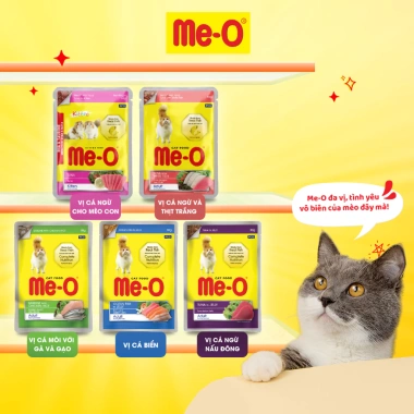 Combo 5 gói Me-O pate 80g cho mèo con & trưởng thành, tặng nón BH HĐ299k – 76.500 VND