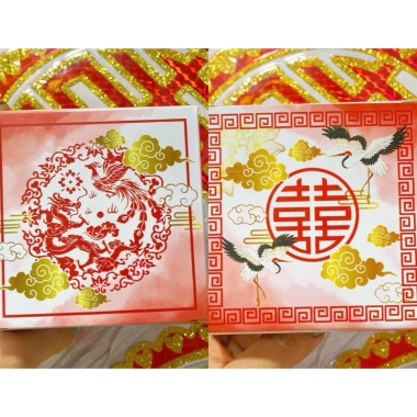 Combo 5 Hộp Đựng Bánh 9cm Phu Thê, Cốm, Bánh Dẻo, Bía - Trang Trí Tráp Cưới Hỏi, Bàn Gia Tiên, Quà Tặng Khách Mời 7