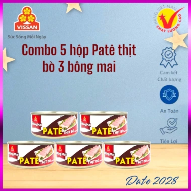 Combo 5 hộp Pate thịt bò 3 bông mai Vissan 150g - HSD 2.028, Giá ưu đãi 118.976₫ 2 Combo 5 hộp Pate thịt bò 3 bông mai Vissan 150g - HSD 2.028, Giá ưu đãi 118.976₫ 2