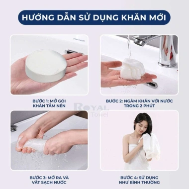 Combo 5 khăn tắm nén cotton 70x140 cm - Tiện lợi du lịch, chỉ 75.000₫ Combo 5 khăn tắm nén cotton 70x140 cm - Tiện lợi du lịch, chỉ 75.000₫