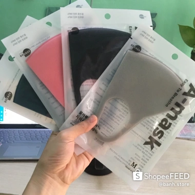 Combo 5 Khẩu Trang Đen 3D Hàn Quốc AMASK Chống Bụi Mịn Thời Trang Nam Nữ