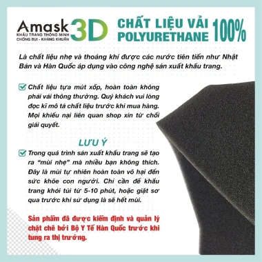 Combo 5 Khẩu Trang Đen 3D Hàn Quốc AMASK Chống Bụi Mịn Thời Trang Nam Nữ