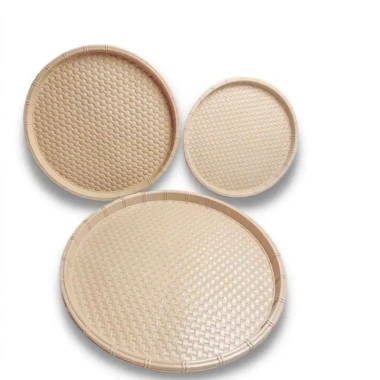 Combo 5 khay nhựa tròn giả mây Tre - Đựng bún, đậu, trái cây, decor - Việt Nhật giá ưu đãi 32.000₫