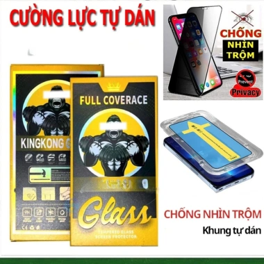 Combo 5 kính cường lực Kingkong khung tự dán IP – Tặng 1 ốp và Mèo Thần Tài Bimcare