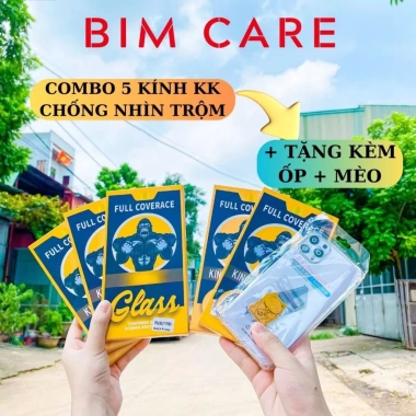 Combo 5 kính cường lực Kingkong khung tự dán IP – Tặng 1 ốp và Mèo Thần Tài Bimcare