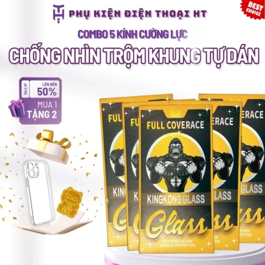 Combo 5 Kính Cường Lực + Ốp Mèo Thần Tài - Chống Nhìn Trộm, Khung Tự Dán KK IP 7/8/X/11/12/13/14/15/16 Pro Max - 67.522₫