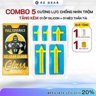 Combo 5 Kính Cường Lực Ốp + Mèo Thần Tài KK IP 7-16 Plus/Pro/Max - Chống Nhìn Trộm, Giá 68.896