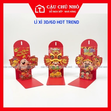 Combo 5 Lì Xì 6D Hottrend - Bao Lì Xì 3D Cao Cấp Dựng Đứng Sang Trọng, Giá 12.500đ