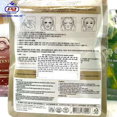 Combo 5 mặt nạ 3W Clinic Fresh Mask Sheet 23ml - Dưỡng da trắng sáng, mịn màng, chiết xuất thiên nhiên Hàn Quốc - 36.500₫