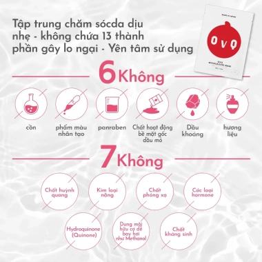 Combo 5 Mặt Nạ Dưỡng Ẩm OVQ Nhật Bản Chiết Xuất Trái Cây Thiên Nhiên - Giá 140.000, Dưỡng ẩm sâu, Da Mịn Màng