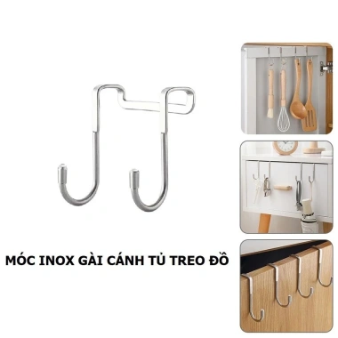 Combo 5 Móc Inox Đa Năng - Móc Đôi Hình S, Gài Sau Cánh Tủ Bếp, 15.000 VND