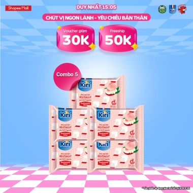 Combo 5 Phô mai Kiri vị đào hoa nhài 15C 78g - Giá ưu đãi 283.200 VND, giảm 17% Combo 5 Phô mai Kiri vị đào hoa nhài 15C 78g - Giá ưu đãi 283.200 VND, giảm 17%