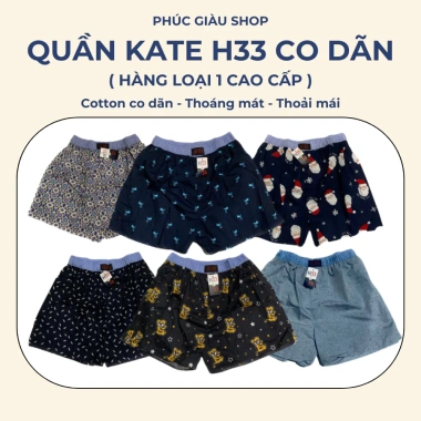 Combo 5 Quần Đùi Nam H33 Vài Kate Co Dãn Thoáng Mát Thoải mái vận động 245.000 VND 3