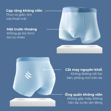 Combo 5 Quần Lót Nam Boxer Seamone – Lụa Băng, Co Giãn, Thoáng Khí, Kháng Khuẩn 10A, Khử Mùi 4