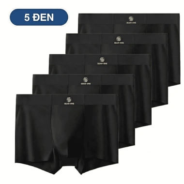 Combo 5 Quần Lót Nam Boxer Seamone – Lụa Băng, Co Giãn, Thoáng Khí, Kháng Khuẩn 10A, Khử Mùi 10