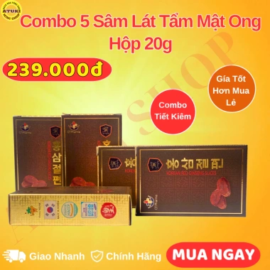 Combo 5 Sâm Lát Tẩm Mật Ong Hàn Quốc 20g - Giá ưu đãi 229k, hỗ trợ đề kháng