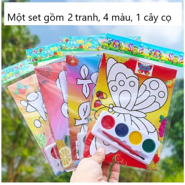 Combo 5 Tranh Tô Màu Bé + 4 Màu & 1 Cọ Vẽ - Giá chỉ 30.000 VNĐ, Giá tốt
