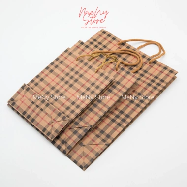 Combo 5 túi giấy Kraft túi xi măng quai xách họa tiết đa kích cỡ - Menystore 34k 3