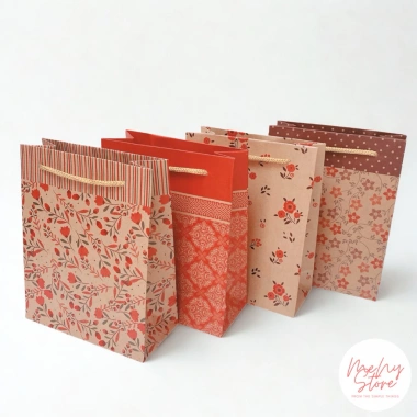 Combo 5 túi giấy Kraft túi xi măng quai xách họa tiết đa kích cỡ - Menystore 34k 4
