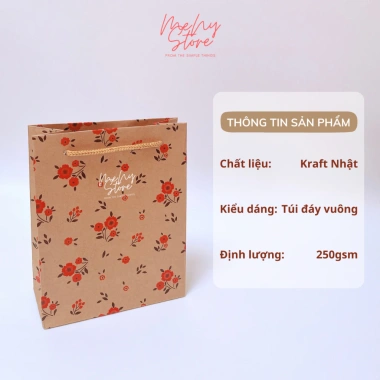 Combo 5 túi giấy Kraft túi xi măng quai xách họa tiết đa kích cỡ - Menystore 34k 6
