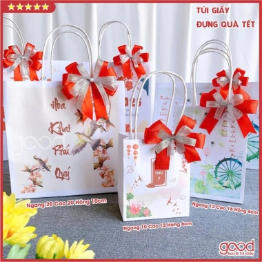 Combo 5 túi giấy Tết hoa mai đỏ 2.026 đa size, giấy cứng cáp, phù hợp quà tặng – 16.000₫ 4