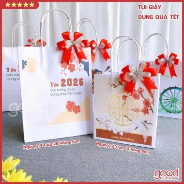 Combo 5 túi giấy Tết hoa mai đỏ 2.026 đa size, giấy cứng cáp, phù hợp quà tặng – 16.000₫ 8