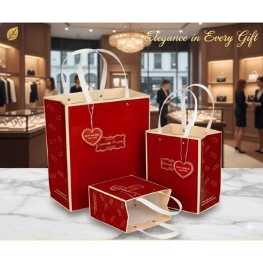 Combo 5 Túi Quà Đỏ Quai Cói Đinh Tán - Túi Quà Sinh Nhật Valentine Lễ Tết Sang Trọng
