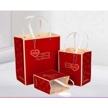 Combo 5 Túi Quà Đỏ Quai Cói Đinh Tán - Túi Quà Sinh Nhật Valentine Lễ Tết Sang Trọng