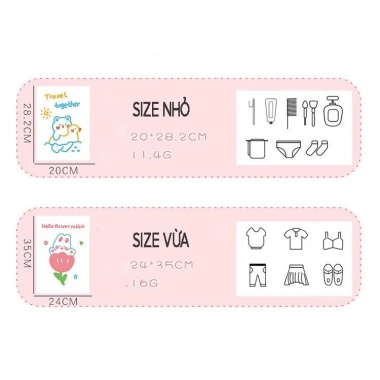 Combo 5 Túi Zip Lụa Mờ In Hình Đồ Mẹ Bé - Quần Áo, Giày Dép, Vớ Du Lịch 32.000₫ 9