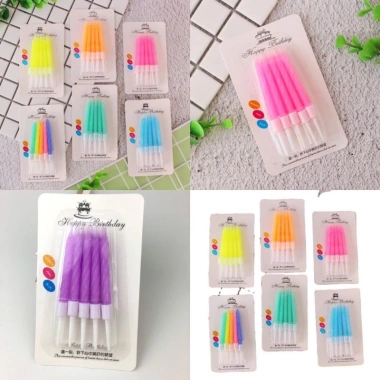 Combo 5 - Vỉ 10 cây nến sinh nhật màu sắc, nến xoắn, đèn cầy, giá ưu đãi 16.000₫