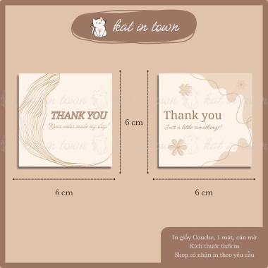 Combo 50-100 Thẻ Cảm Ơn Vintage 6x6cm Giấy Couche Cán Màng Mờ 2 Mặt 16.000₫