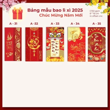 Combo 50 Bao Lì Xì Tết 2.026 - In Sắc Nét, Đa Dạng Mẫu A20-A30 Giá 33.516 VND