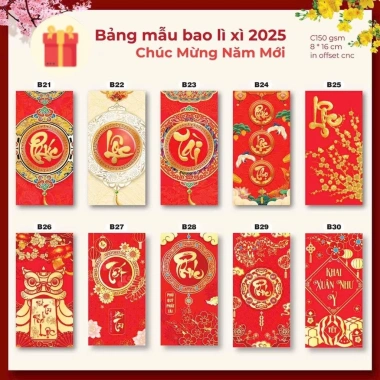 Combo 50 Bao Lì Xì Tết 2.026 - In Sắc Nét, Đa Dạng Mẫu A20-A30 Giá 33.516 VND