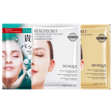 Combo 50 Miếng Mặt Nạ Thủy Tinh Collagen Bioaqua Mix Đủ Màu Dưỡng ẩm Sáng da 300k