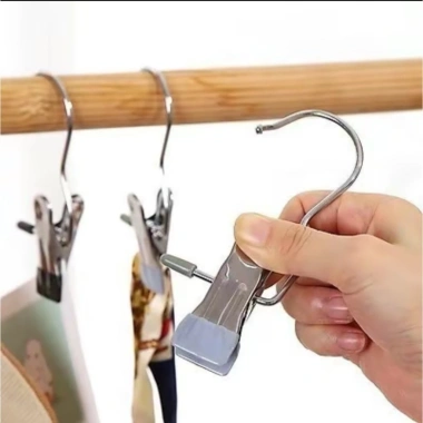 Combo 50 Móc Kẹp Đơn Đa Năng Thép Không Gỉ Silicon Chống Tuột Treo Quần Áo Inox