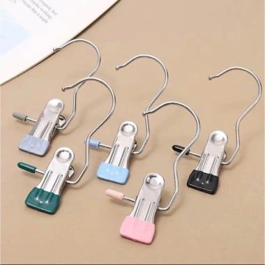 Combo 50 Móc Kẹp Đơn Đa Năng Thép Không Gỉ Silicon Chống Tuột Treo Quần Áo Inox