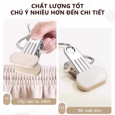 Combo 50 Móc Kẹp Inox Treo Quần Áo Đa Năng - Đầu Silicon Chống Trượt, Giá ưu đãi 38.515 VND 4