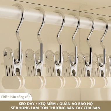 Combo 50 Móc Kẹp Inox Treo Quần Áo Đa Năng - Đầu Silicon Chống Trượt, Giá ưu đãi 38.515 VND 9