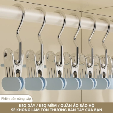Combo 50 Móc Kẹp Inox Treo Quần Áo Đa Năng - Đầu Silicon Chống Trượt, Giá ưu đãi 38.515 VND 10
