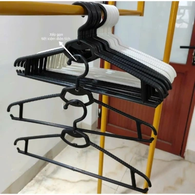 Combo 50 móc nhựa treo quần áo 41cm - Đầu móc xoay 360 độ, phù hợp shop gia đình