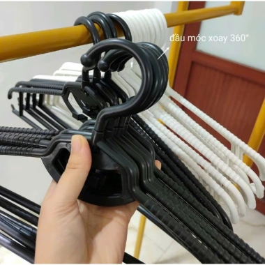 Combo 50 móc nhựa treo quần áo 41cm - Đầu móc xoay 360 độ, phù hợp shop gia đình