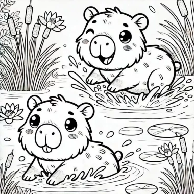 Combo 50 Tờ Tranh Tô Màu Capybara - Đồ Chơi Giấy Cho Bé M95, Giá 13.000 VND