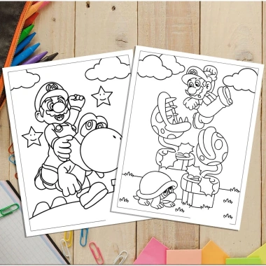 Combo 50 tờ Tranh Tô Màu Super Mario cho Bé - Giá ưu đãi 15.000đ