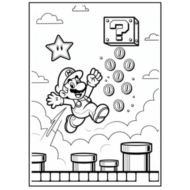 Combo 50 tờ Tranh Tô Màu Super Mario cho Bé - Giá ưu đãi 15.000đ
