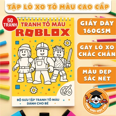 Combo 50 Tranh Tô Màu Roblox Giấy Cao Cấp In Sắc Nét An Toàn Cho Bé 3 Tuổi - Giá 25.000₫