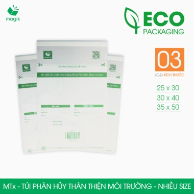 Combo 50 túi đóng hàng niêm phong phân hủy đa size - Thân thiện môi trường, giá ưu đãi 71.250₫ Magix Packaging