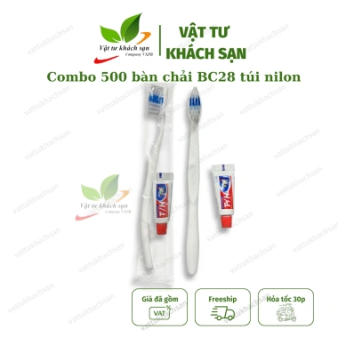 Combo 500 Bàn chải đánh răng BC28 đóng túi nilon - Giá rẻ 415.000₫ cho nhà nghỉ & homestay